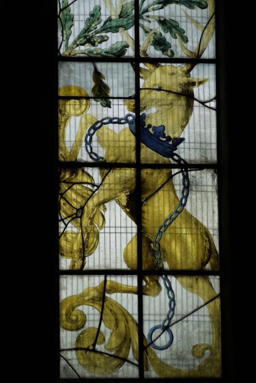 Painted 17th century window, Old Holy Trinity, Wentworth